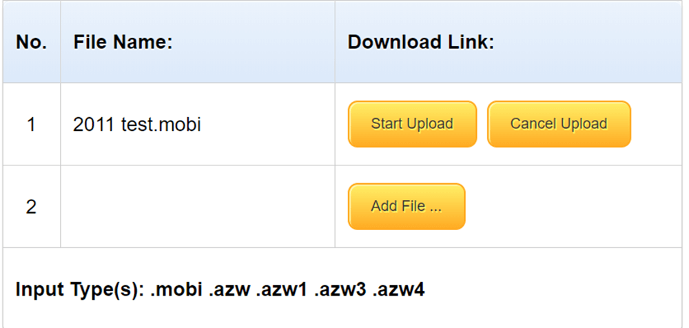 Epub Converter Hochladen von Dateien