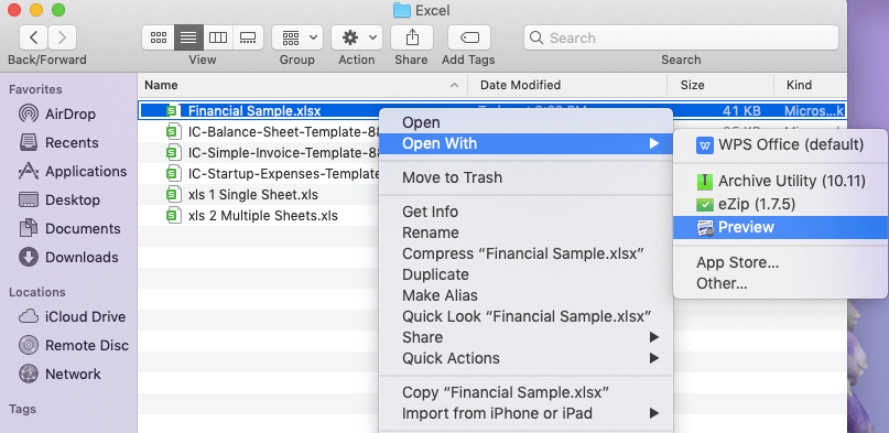 Buka XLSX Dengan Mac Preview