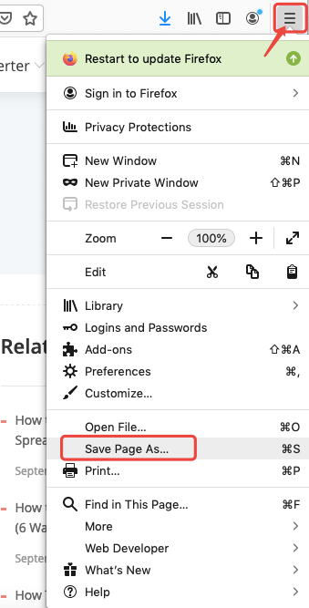 Firefox Save Page As