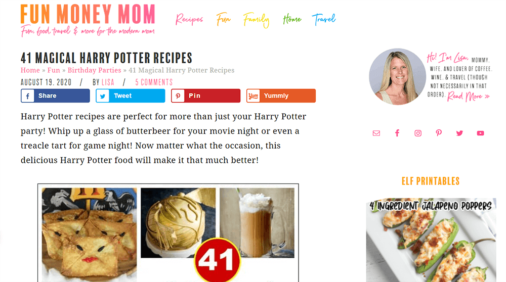 Recetas Fun Money Mom de Harry Potter