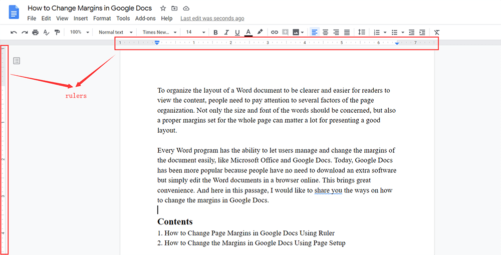 Réguas do Google Docs