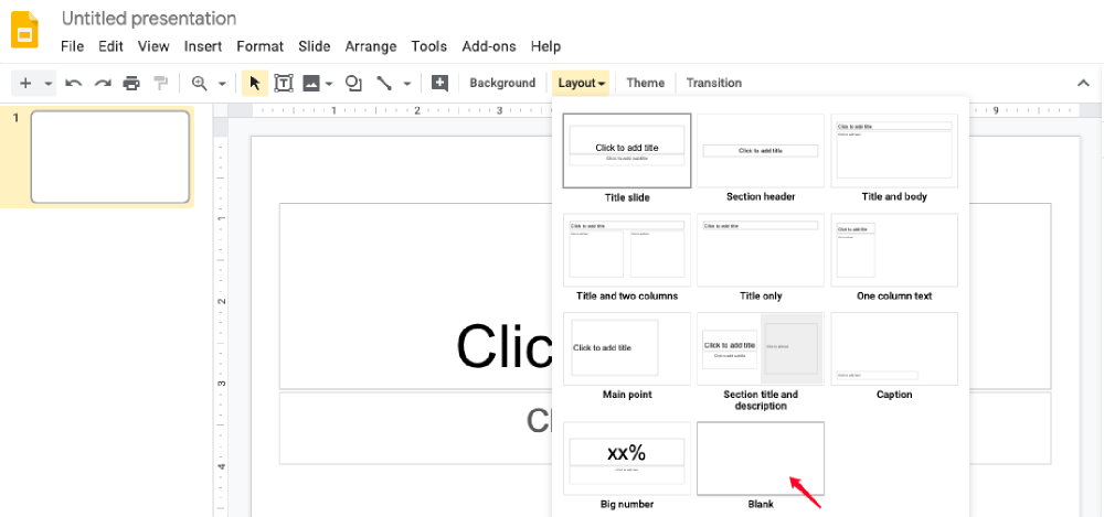Google Slides New Presentation Blank