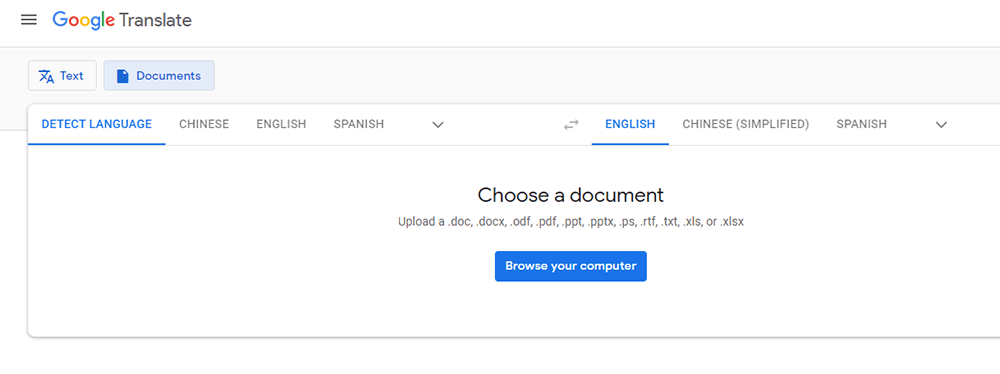 Google Translate Upload-Datei