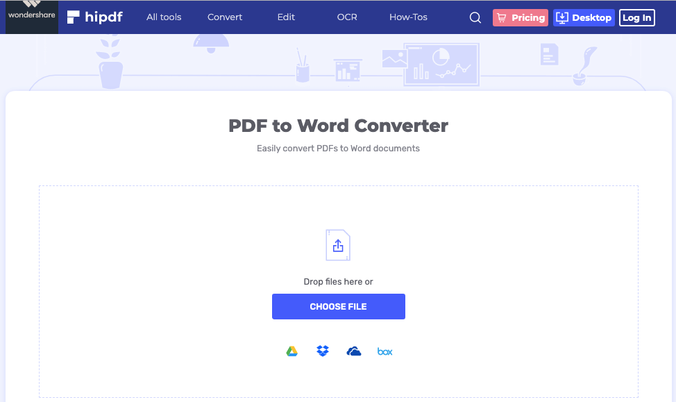Convertidor de PDF a Word en línea de Hipdf
