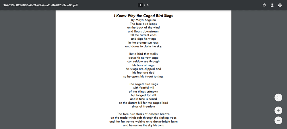 Ich weiß, warum der Käfigvogel Gedicht singt