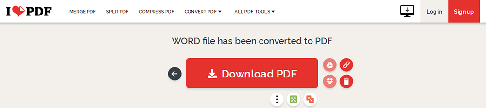 iLovePDF DOCX naar PDF downloaden