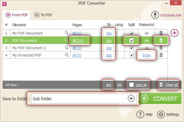 IceCream PDF Converter PDF en JPG