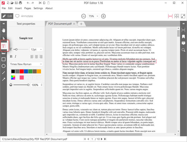 IceCream PDF Editor添加编辑文本