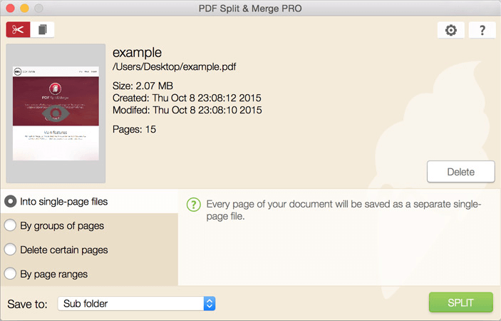 Icecream PDF Split & Merge Split Modes