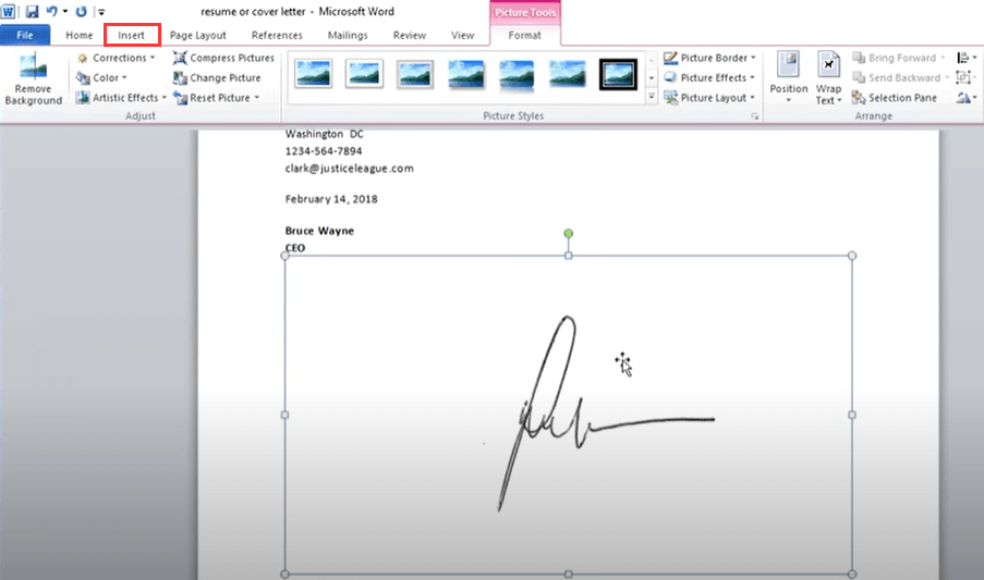  Insérer une signature dans Word