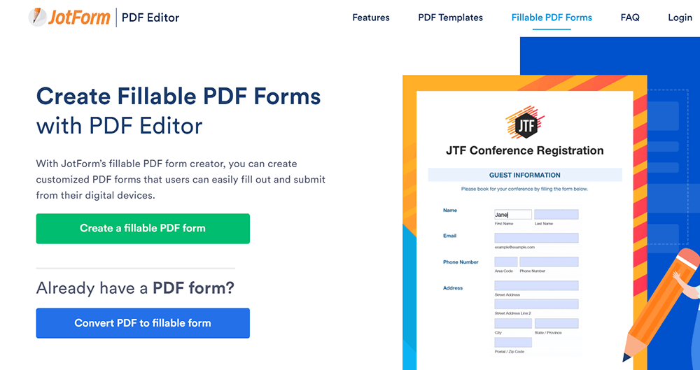 Formularios PDF rellenables de JotForm Cree un PDF rellenable