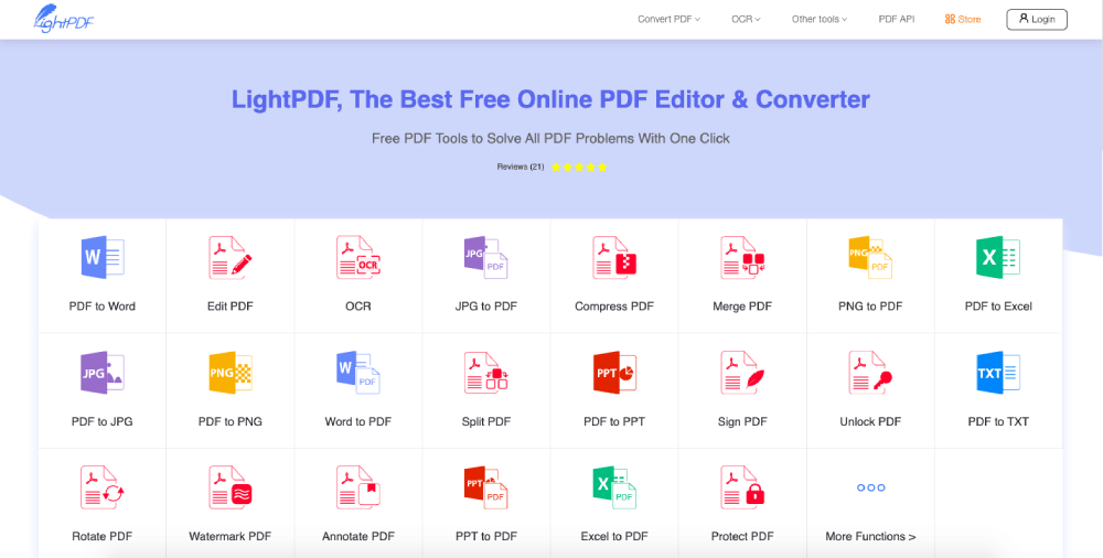 Página de inicio de LightPDF