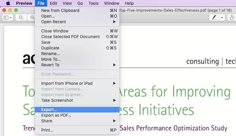Mac Preview Esporta PDF