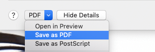 Vista previa para Mac Imprimir Guardar como PDF