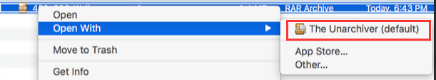 File Mac RAR Terbuka dengan The Unarchiver