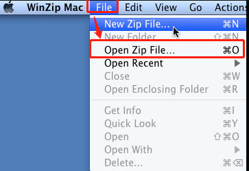 File WinZip per Mac Apri file zip
