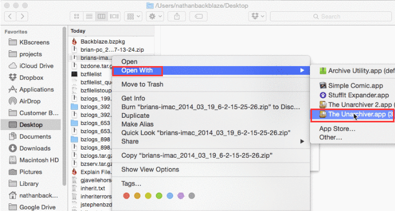 Mac-Zip-Datei mit dem Unarchiver öffnen