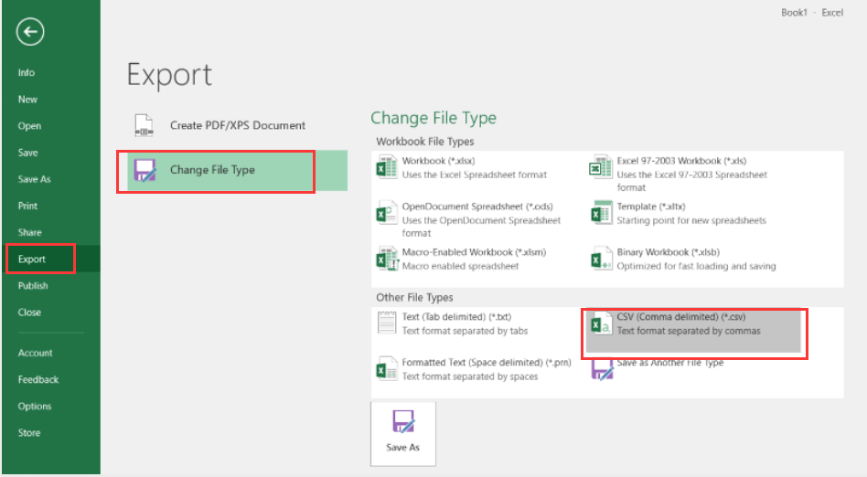 Microsoft Excel Export Dateityp ändern