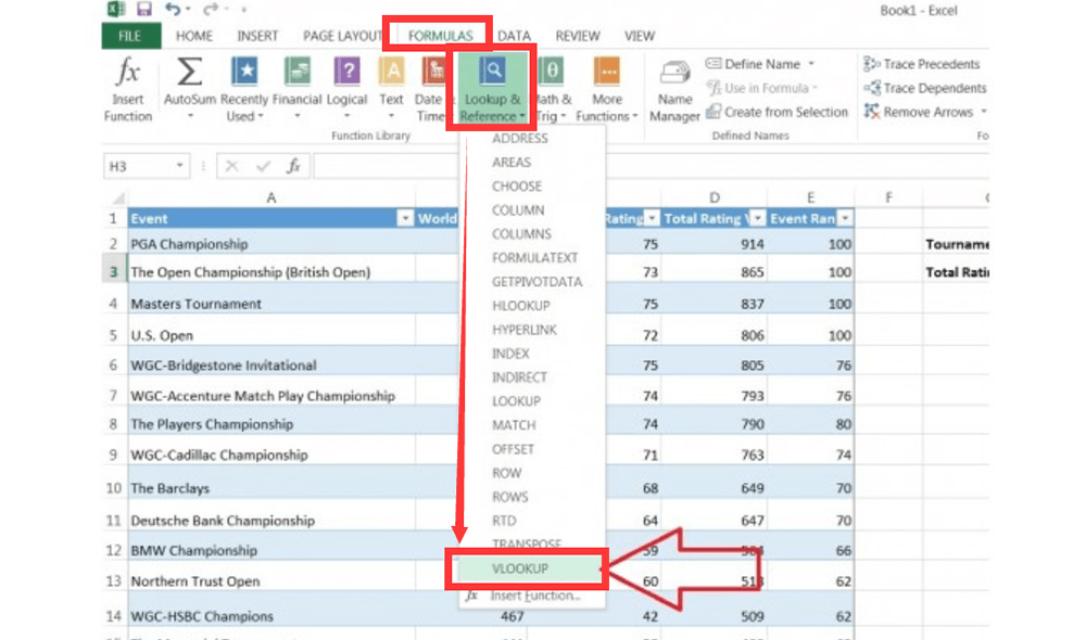 Microsoft ExcelFORMULASルックアップおよびリファレンスVLOOKUP