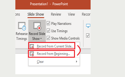 Microsoft PowerPoint Kaydı Slayt Gösterisi Seçenekleri Seçin