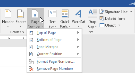 Microsoft Word 2016 Inserisci numero di pagina