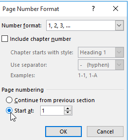 Format de numéro de page Microsoft Word 2016