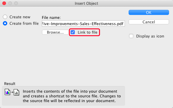 Microsoft Word Insert PDF Link To File