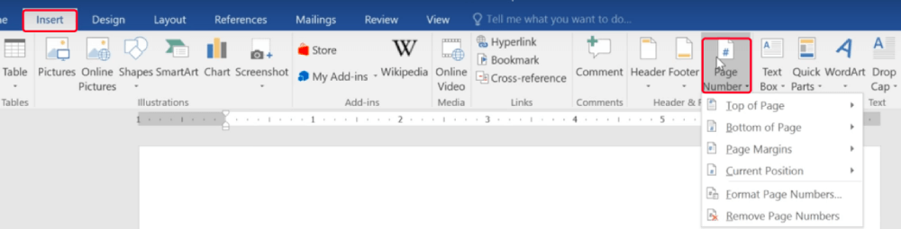 Números de página de inserción de Microsoft Word