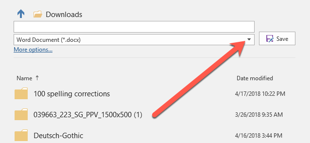 Microsoft Word Select Output Format