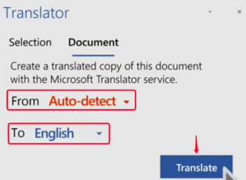 โปรแกรมแปล Microsoft Word แปล