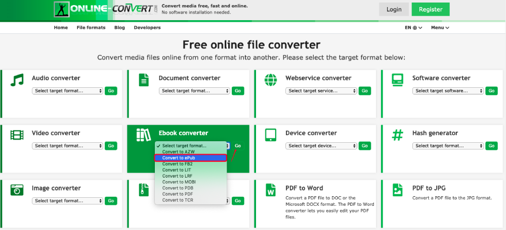 Online-Convert-Com PDF를 EPUB로