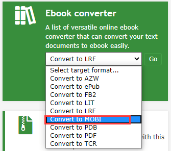 Online-Convert Μετατροπή σε Mobi