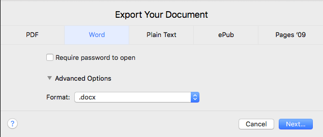 Pages Exportieren Sie Ihr Dokument