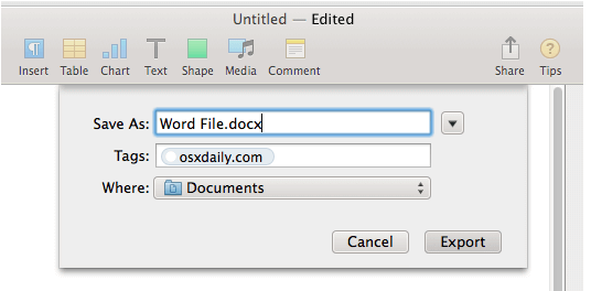 Pages Bewaar Word-document