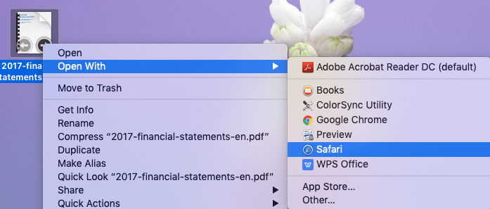 Άνοιγμα PDF με Mac Safari