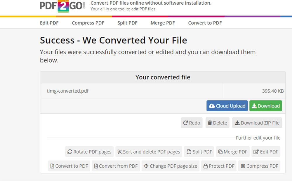 PDF2GO Desbloquear PDF Descargar
