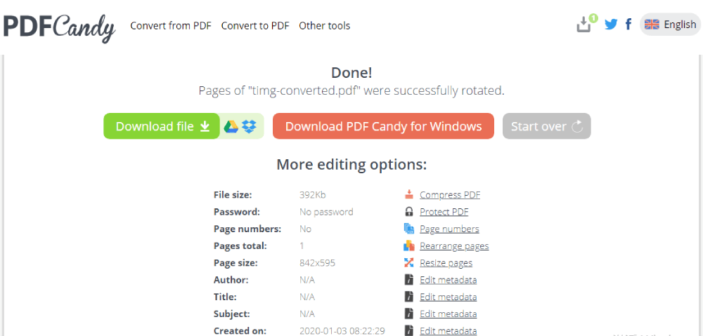 PDFCandy Fertige Seite PDF
