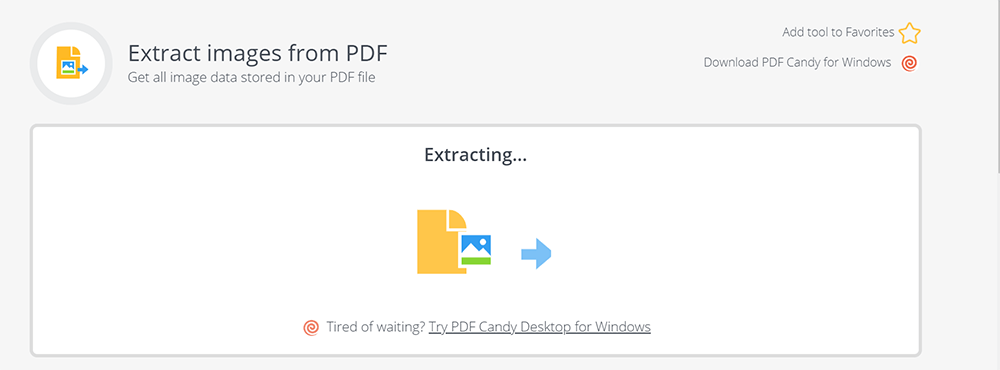 PDF Candy Extract การประมวลผลรูปภาพ