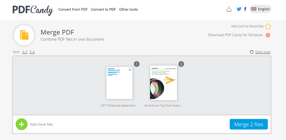 PDF Candy 병합 PDF Preview