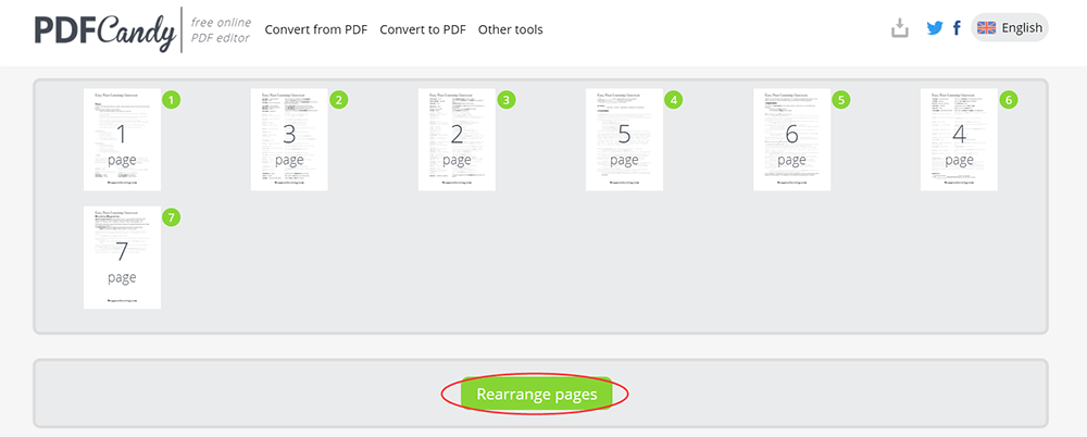 Pages sắp xếp lại PDFCandy