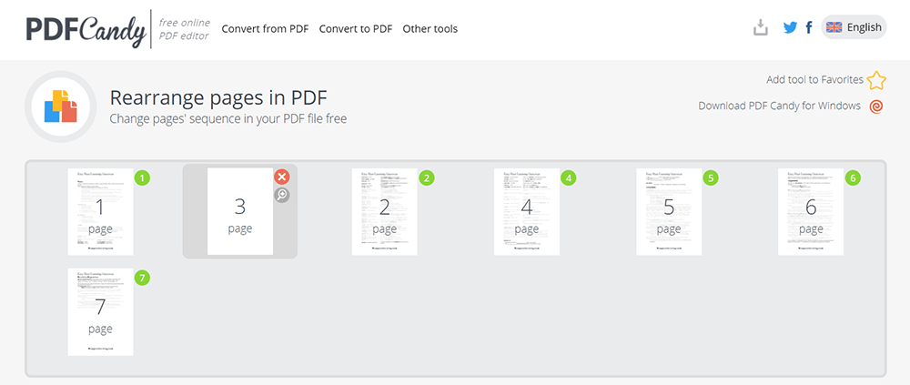 PDFCandy Sắp xếp lại các Pages PDF