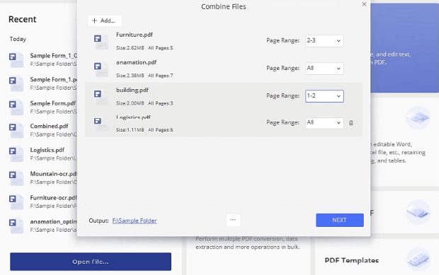 PDFelement Συνδυάστε αρχεία PDF