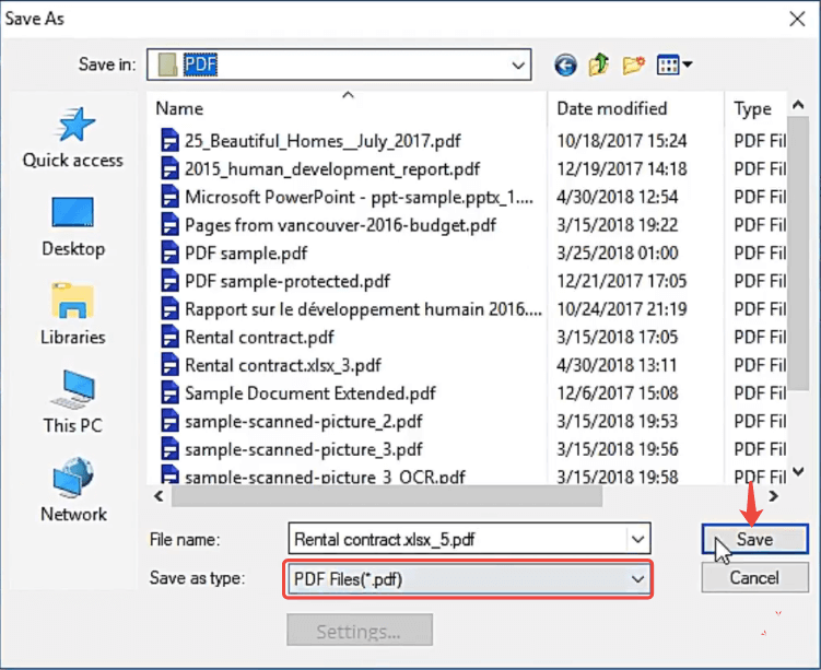 PDFelement Guardar Excel como PDF