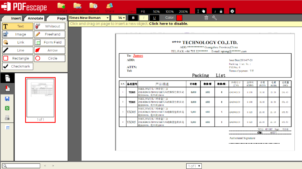 PDFescape Texto PDF