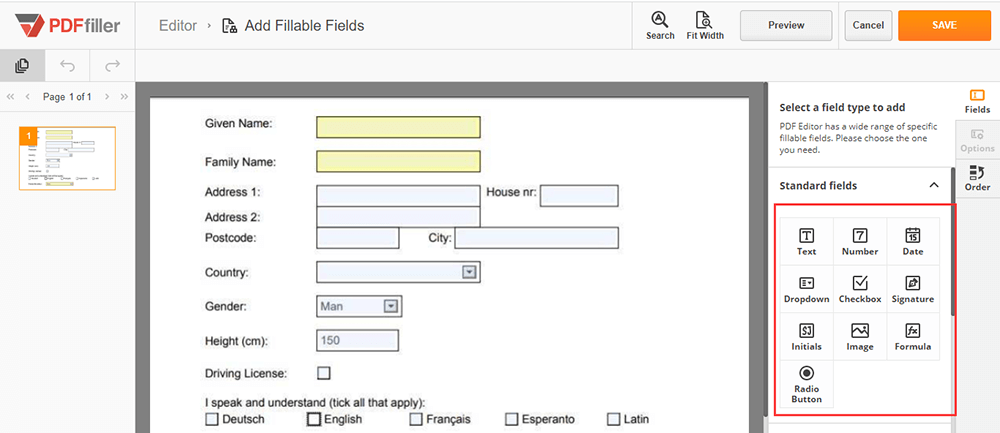 PDFfiller Add Fillable Fields