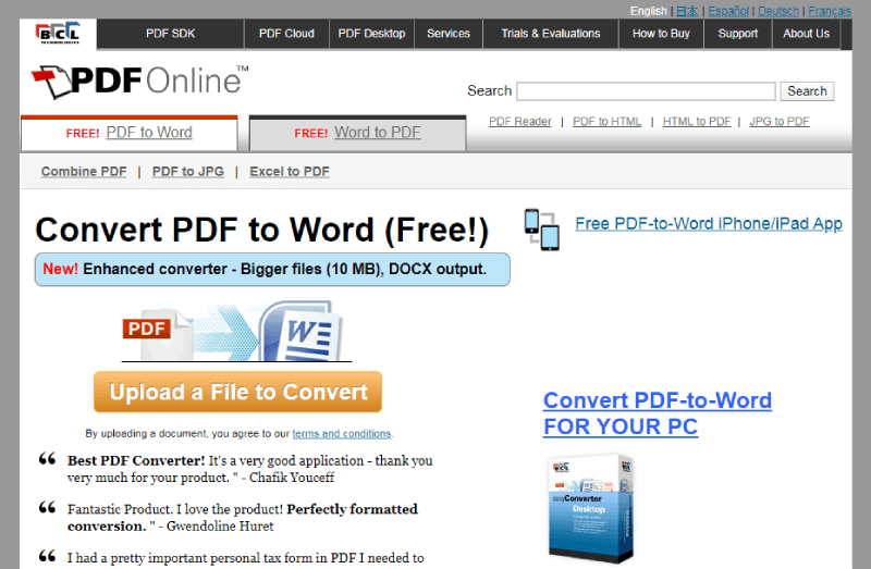Page d'accueil PDF en ligne