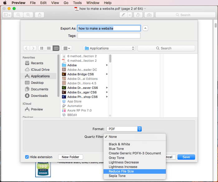 Reduce PDF Size on Mac in Preview App