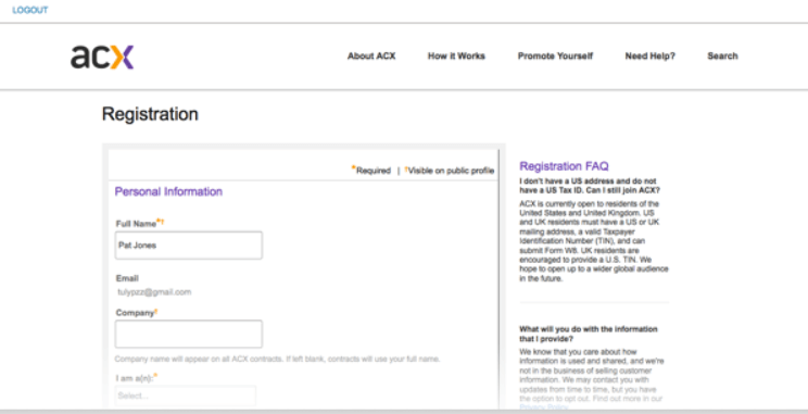 Register ACX Account