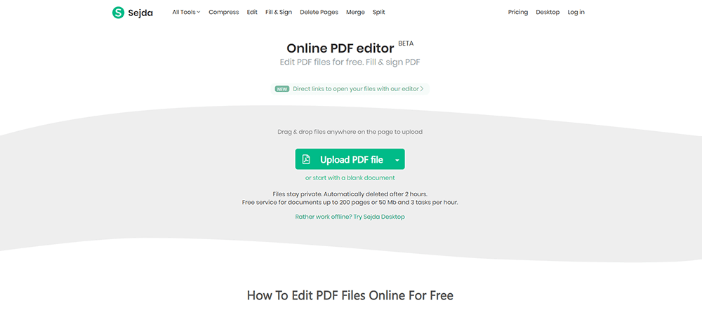 Editor PDF online Sejda
