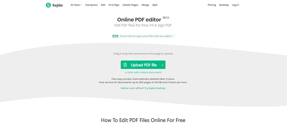 Éditeur de PDF en ligne Sejda